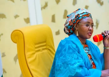 Aisha Buhari decorates ADC, Shugaba with new rank