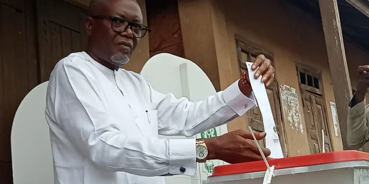Ekiti decides: PDP gov candidate, Kolawole, casts vote