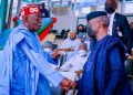 Tinubu Shakes Osinbajo After Emerging Winner Of APC Primaries (Photos)