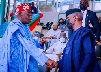 Tinubu Shakes Osinbajo After Emerging Winner Of APC Primaries (Photos)