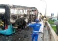 Lagos mob burns BRT bus as driver dies in crash